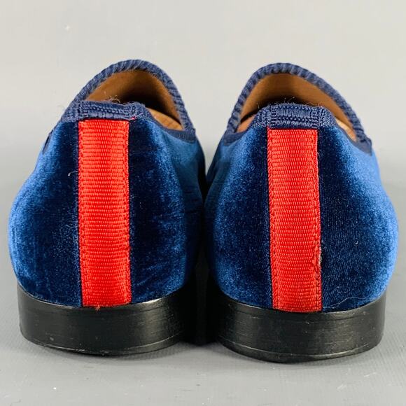 DEL TORO Size 11.5 Blue Red Velvet Slip On Loafers main image 6